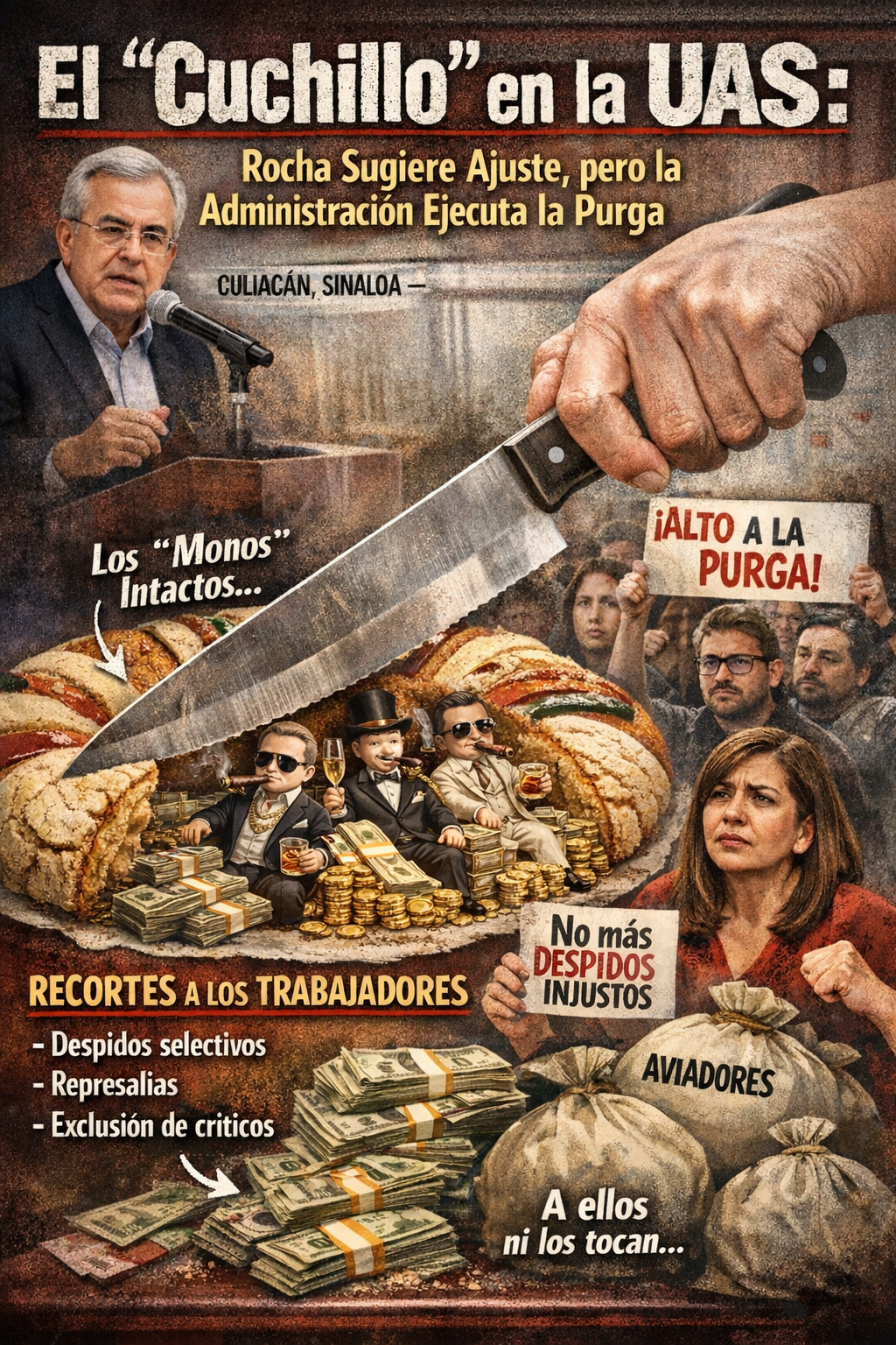 El “Cuchillo” en la UAS: Rocha Sugiere Ajuste, pero la Administración Ejecuta la Purga